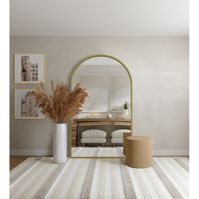 Poluovalno ogledalo u zlatnom MDF SLIM okviru - DOMI - boja po izboru