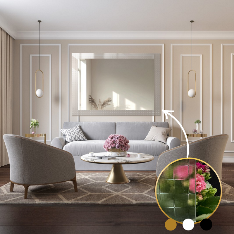 Dekorativno pravokutno ogledalo na ornamentalnom staklu Master Flex - ETERION Dekorativno pravokutno ogledalo na ornamentalnom staklu Master Flex - ETERION