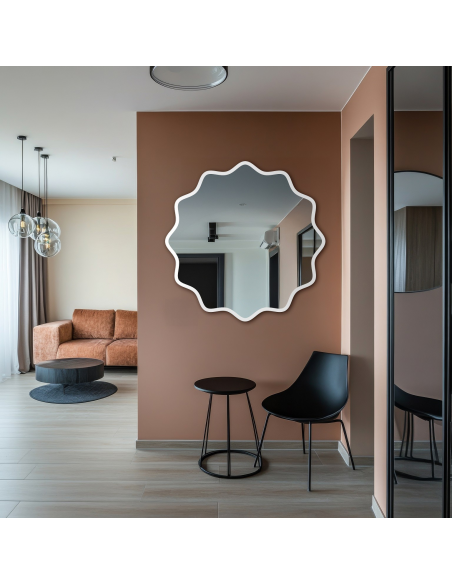 Okruglo ogledalo u valovitom MDF okviru – AQUARELLE NAYA