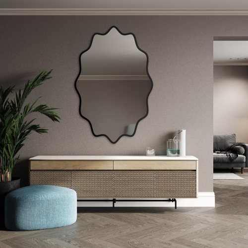 Eliptično ogledalo u valovitom MDF okviru – AQUARELLE ELVA