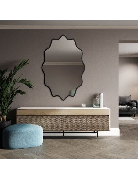Eliptično ogledalo u valovitom MDF okviru – AQUARELLE ELVA