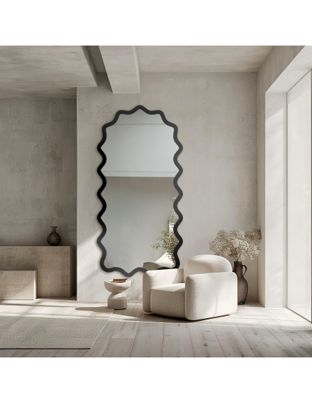 Poluovalno ogledalo u valovitom MDF okviru – AQUARELLE SONA