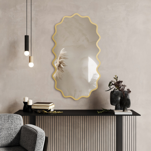 Ovalno ogledalo u valovitom MDF okviru – AQUARELLE ELORA