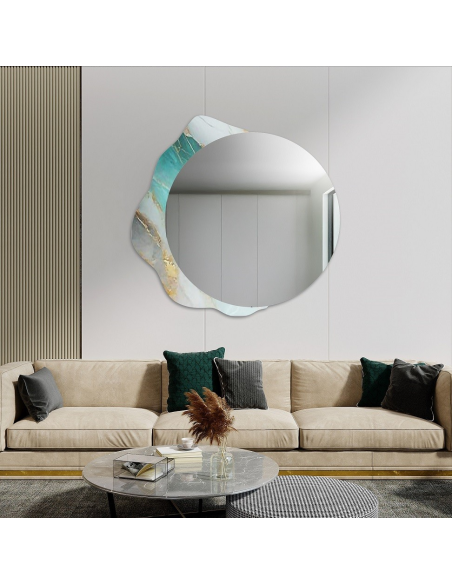Okruglo ogledalo na nepravilnom zelenom mramoru – MARBLE FERRO