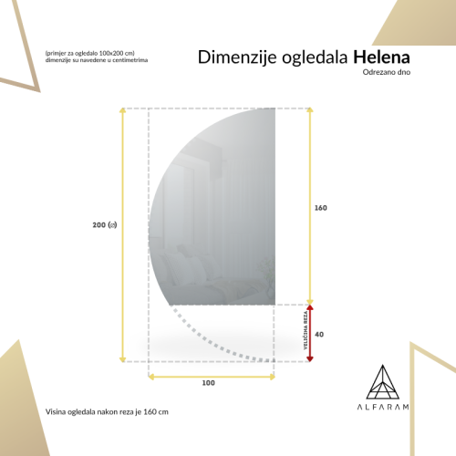 Polukružno kupaonsko ogledalo s odrezanim dnom i LED osvjetljenjem – HELENA LED