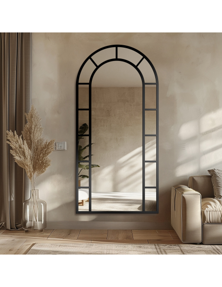 Poluovalno ogledalo s kopčama u loft MDF okviru - PROZOR III - boja okvira po izboru