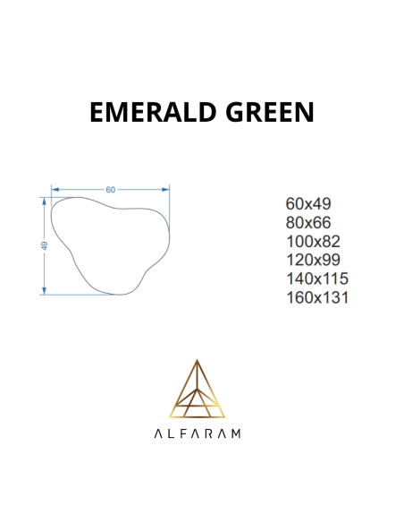 Oglindă verde neregulată - EMERALD GREEN