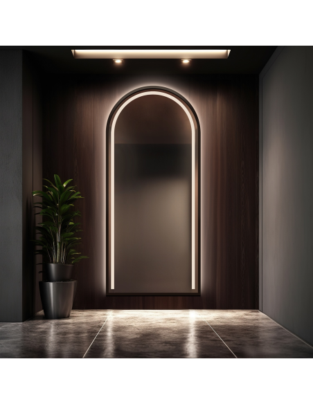 Poluovalno ogledalo s osvjetljenjem u MDF okviru – PLATO SA LED OKVIROM