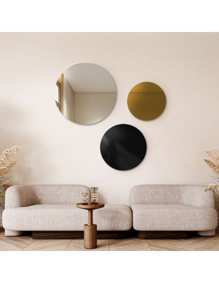 Set od tri ukrasna kruga, crni lakobel i zlatna površina - GOLDI