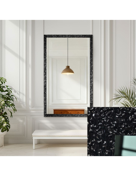 Glamurozno ogledalo u bogatom crnom okviru visokog sjaja - 8002001