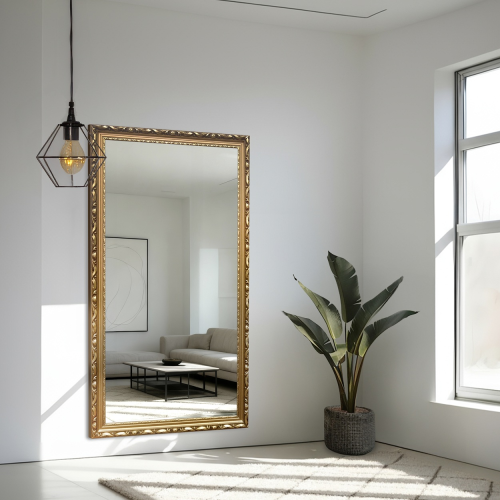 Ogledalo u zlatnom ukrasnom drvenom okviru - 5004003