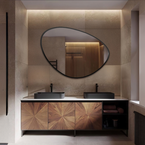 Ogledalo nepravilnog oblika u okviru - OBSIDIAN U OKVIRU