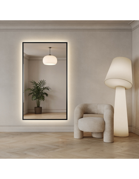 Ogledalo u crnom okviru sa pozadinskim osvjetljenjem - 1503 LED - po mjeri
