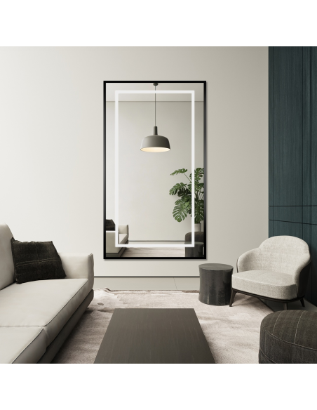 Ogledalo u crnom okviru s pozadinskim osvjetljenjem - 1503 LED I - boja okvira po izboru