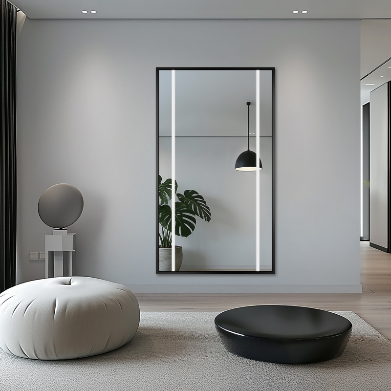 Ogledalo u crnom okviru s pozadinskim osvjetljenjem - 1503 LED II - boja okvira po izboru