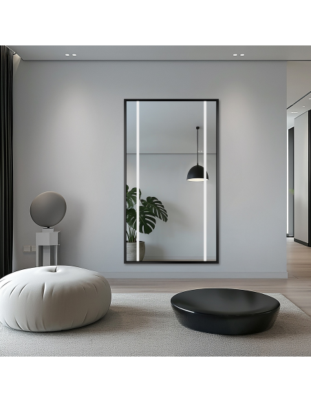 Ogledalo u crnom okviru s pozadinskim osvjetljenjem - 1503 LED II - boja okvira po izboru
