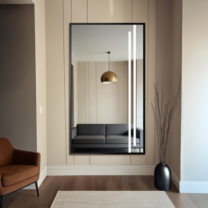 Ogledalo u crnom okviru s pozadinskim osvjetljenjem - 1503 LED III - boja okvira po izboru