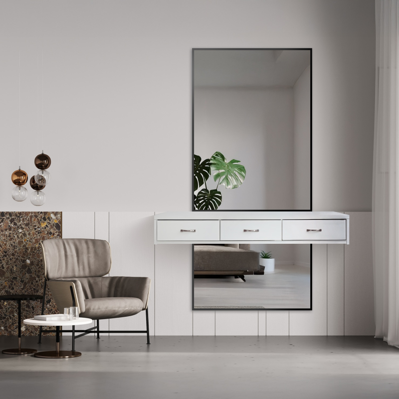 Ogledalo u crnom okviru za toaletni stolić iz dva dijela - 1503 - boja okvira po izboru