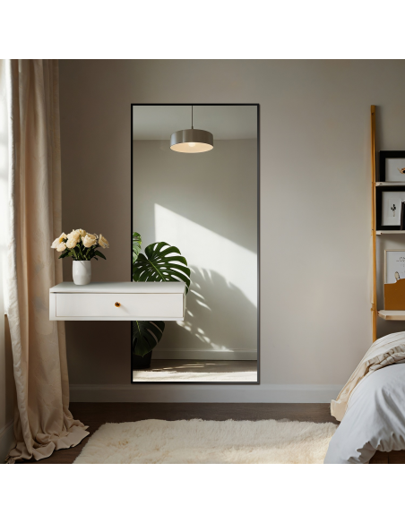 Moderno veliko ogledalo u drvenom okviru s izrezom za ormarić 1503