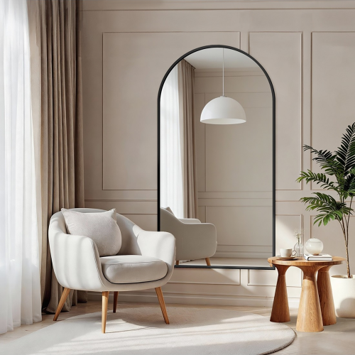 Poluovalno ogledalo u crnom MDF SLIM okviru - DOMI - boja okvira po izboru