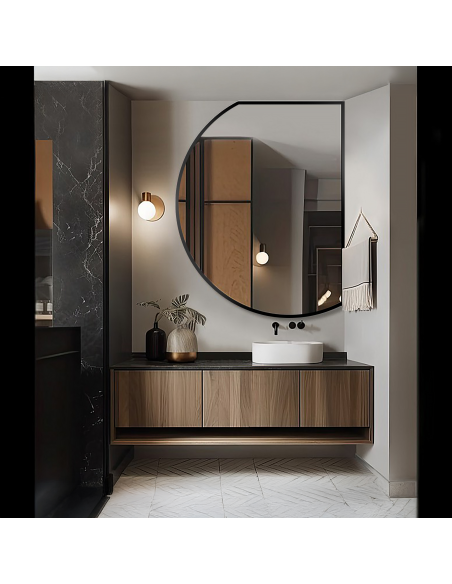 Ogledalo nepravilnog oblika u mat crnom MDF okviru - ODETTA