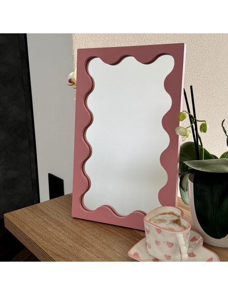 Kozmetičko ogledalo u ružičastom MDF okviru - BLOBS PRISM PETITE
