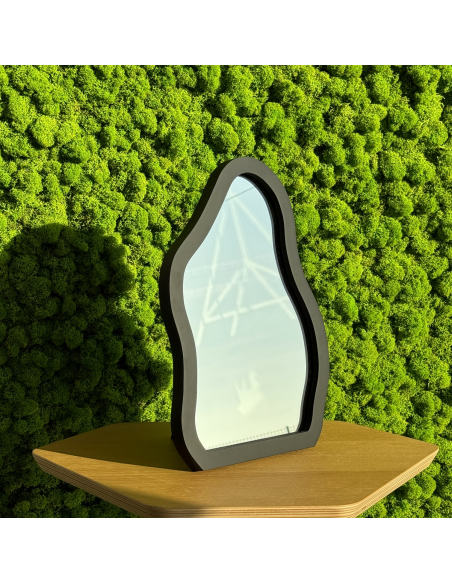 Kozmetičko ogledalo u crnom MDF okviru - STONE PETITE