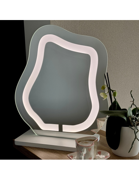 Kozmetičko ogledalo s pjeskarenim pozadinskim osvjetljenjem - FLOW LED PETITE