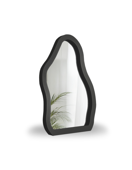 Kozmetičko ogledalo u crnom MDF okviru - STONE PETITE