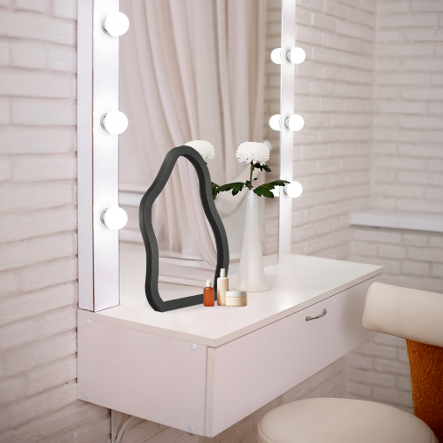 Kozmetičko ogledalo u crnom MDF okviru - STONE PETITE