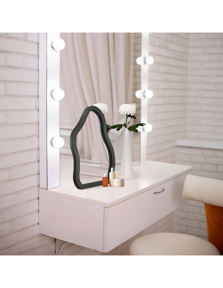 Kozmetičko ogledalo u crnom MDF okviru - STONE PETITE