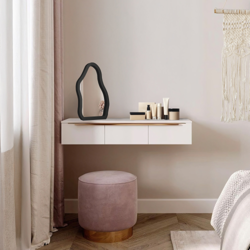 Kozmetičko ogledalo u crnom MDF okviru - STONE PETITE