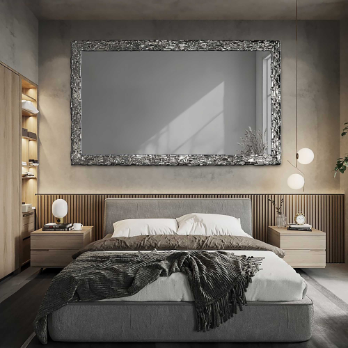 Elegantno zidno ogledalo u srebrnom okviru s grafitnim ogledalom – CLAUDE GRAPHITE