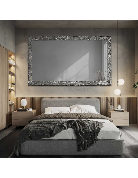 Elegantno zidno ogledalo u srebrnom okviru s grafitnim ogledalom – CLAUDE GRAPHITE