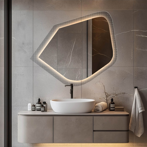 Ogledalo na ornamentalnom staklu Master Flex s pozadinskim osvjetljenjem - LUXORA PRISTAL LED