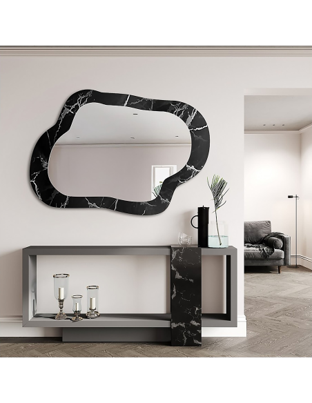 Nepravilno ogledalo na crno-srebrnom mramoru – MARBLE GRISO
