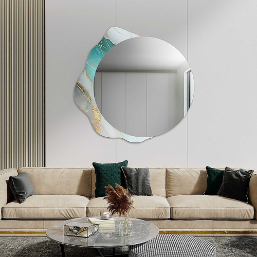 Okruglo ogledalo na nepravilnom zelenom mramoru – MARBLE FERRO