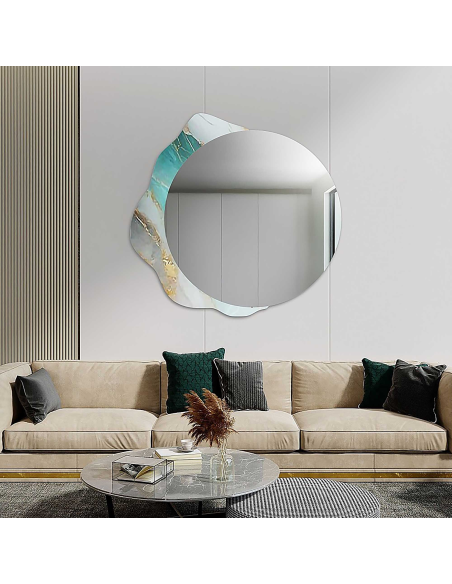 Okruglo ogledalo na nepravilnom zelenom mramoru – MARBLE FERRO