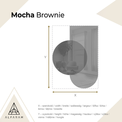 Poluovalno ogledalo s okruglom smeđom pločom zrcala – MOCHA BROWNIE