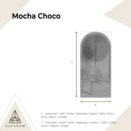 Poluovalno ogledalo s okruglom smeđom pločom zrcala – MOCHA CHOCO
