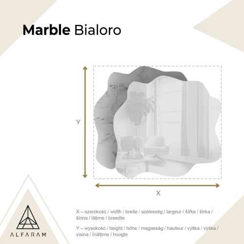 Nepravilno ogledalo na bijelo-zlatnom mramoru – MARBLE BIALORO