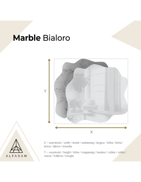 Nepravilno ogledalo na bijelo-zlatnom mramoru – MARBLE BIALORO
