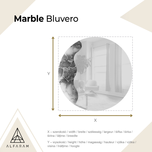 Nepravilno ogledalo na okruglom plavom mramoru – MARBLE BLUVERO