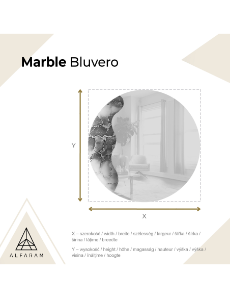Nepravilno ogledalo na okruglom plavom mramoru – MARBLE BLUVERO