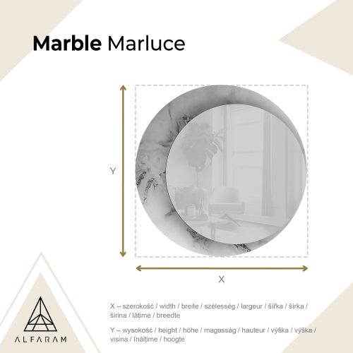 Okruglo ogledalo na bijelo-zlatnom mramoru – MARBLE MARLUCE