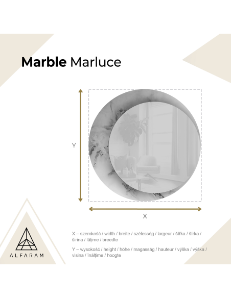 Okruglo ogledalo na bijelo-zlatnom mramoru – MARBLE MARLUCE