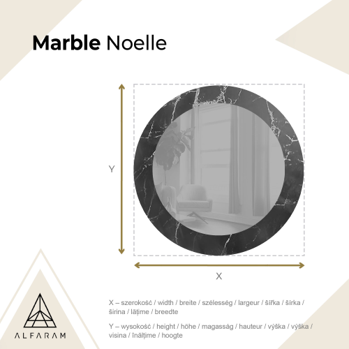 Okruglo ogledalo na crno-zlatnom mramoru – MARBLE NOELLE