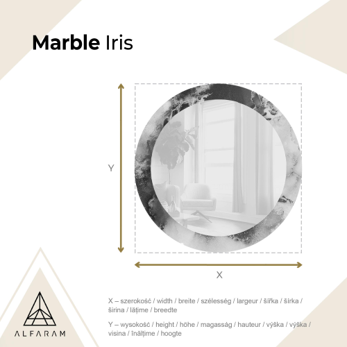 Okruglo ogledalo na plavom mramoru – MARBLE IRIS