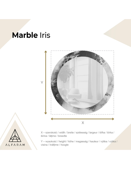 Okruglo ogledalo na plavom mramoru – MARBLE IRIS
