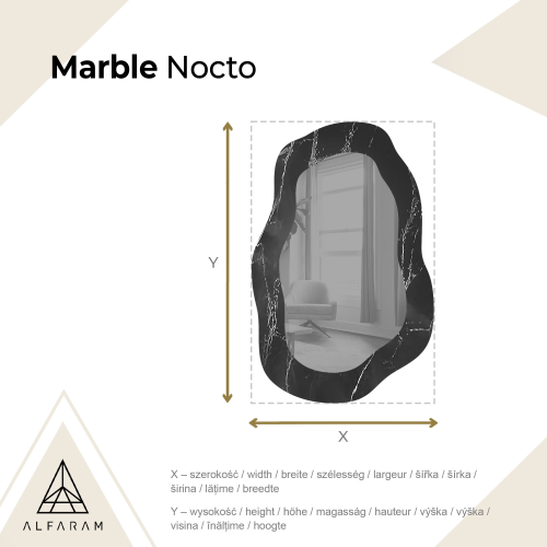 Nepravilno ogledalo na crno-zlatnom mramoru – MARBLE NOCTO